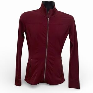 Athleta Wine Burgundy Full Zip Jacket Size Small Stretch Activewear Workout Gear